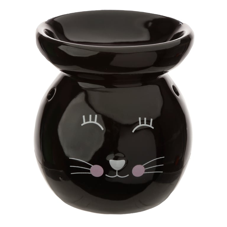 Ceramic Cat Face Dolomite Ceramic Oil Burner - Home Fragrance Diffuser with Tea Light Holder