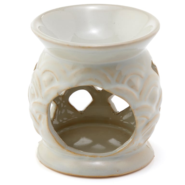 Dolomite Ceramic Eden Oil Burner - Scallop Cut Out Design for Home Fragrance