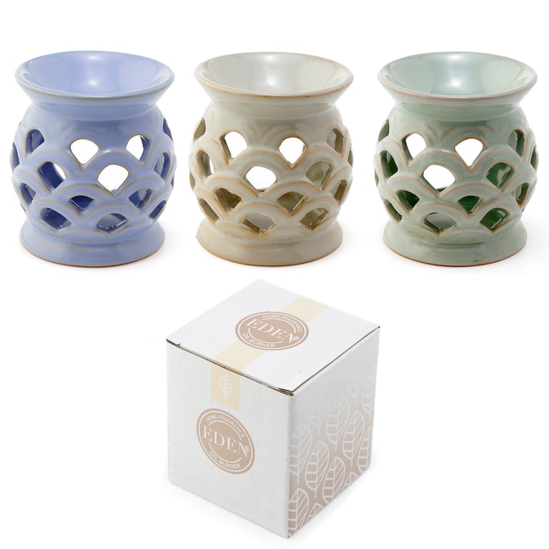 Dolomite Ceramic Eden Oil Burner - Scallop Cut Out Design for Home Fragrance
