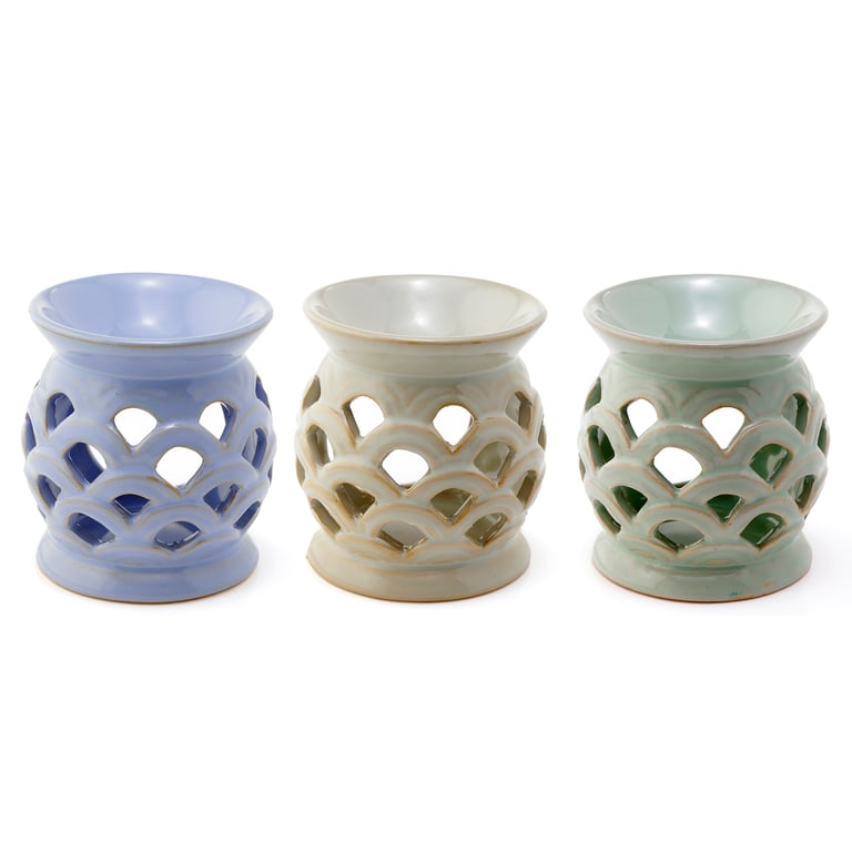 Dolomite Ceramic Eden Oil Burner - Scallop Cut Out Design for Home Fragrance