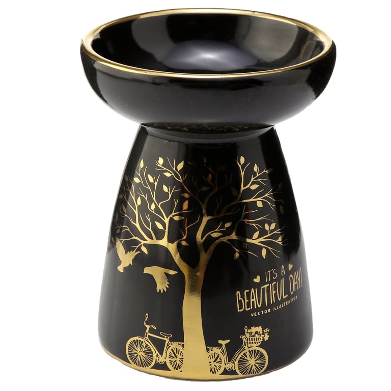 Ceramic Metallic Gold Tree Eden Oil and Wax Burner - Dolomite Ceramic Construction, Suitable for Oils and Wax Melts