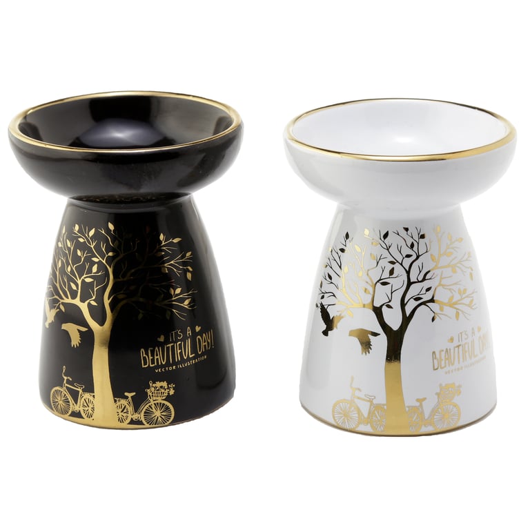 Ceramic Metallic Gold Tree Eden Oil and Wax Burner - Dolomite Ceramic Construction, Suitable for Oils and Wax Melts