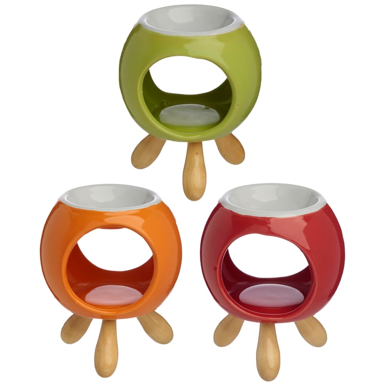 Ceramic Round Eden Oil Burner with Feet - Dolomite Ceramic, Tea Light Compatible, Water and Oil Diffuser