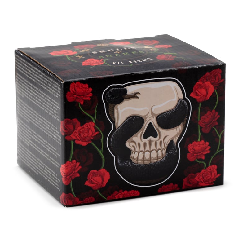 Ceramic Coiled Snake and Skull Oil Burner - Ceramic Tea Light Holder for Home Fragrance