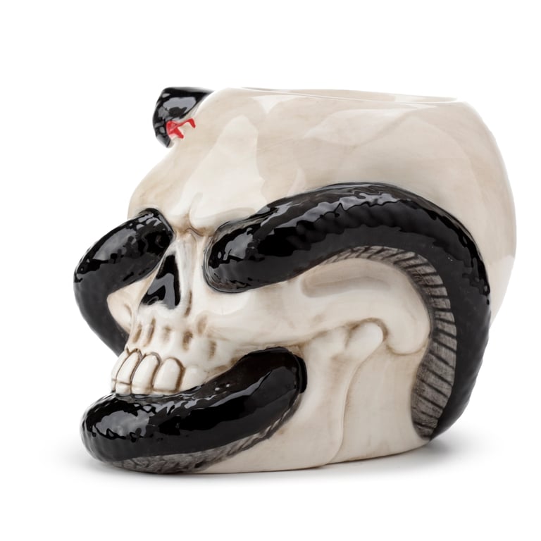 Ceramic Coiled Snake and Skull Oil Burner - Ceramic Tea Light Holder for Home Fragrance