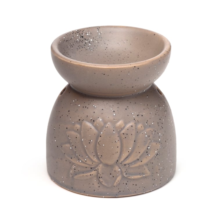 Ceramic Lotus Oil Burner - Eden Stone Effect Embossed Design for Home Fragrance Heater
