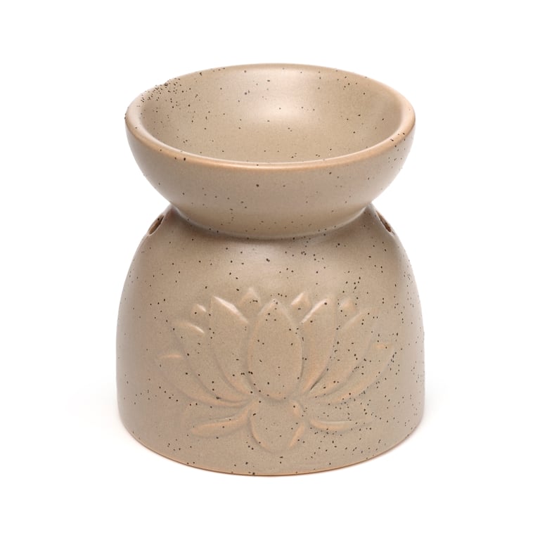 Ceramic Lotus Oil Burner - Eden Stone Effect Embossed Design for Home Fragrance Heater