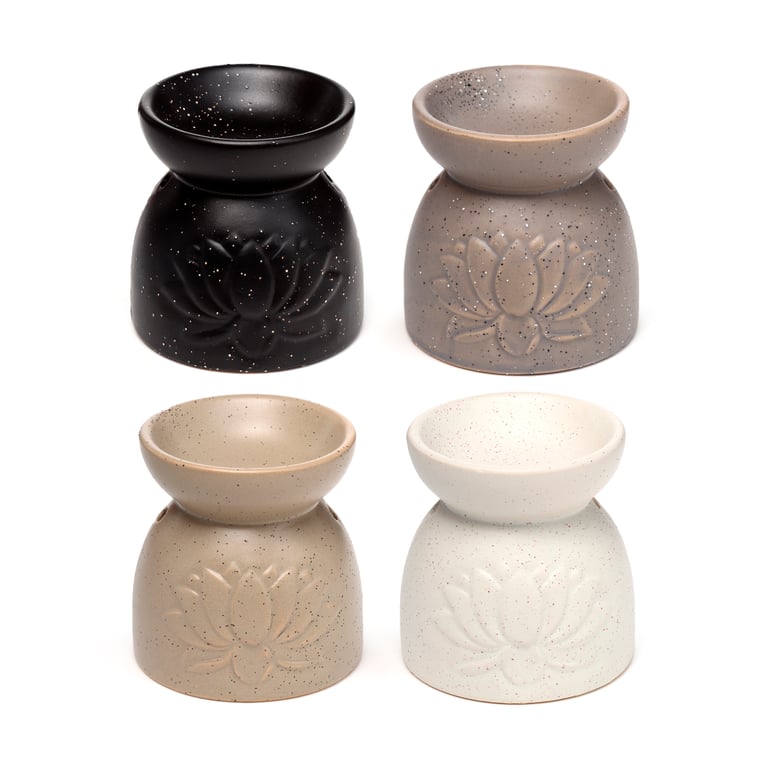 Ceramic Lotus Oil Burner - Eden Stone Effect Embossed Design for Home Fragrance Heater