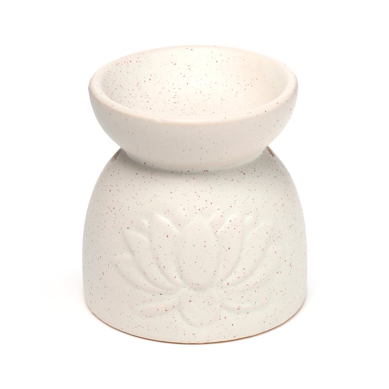 Ceramic Lotus Oil Burner - Eden Stone Effect Embossed Design for Home Fragrance Heater