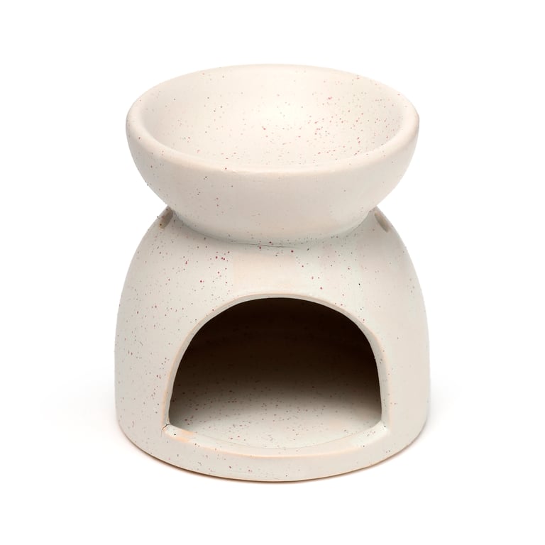 Ceramic Lotus Oil Burner - Eden Stone Effect Embossed Design for Home Fragrance Heater