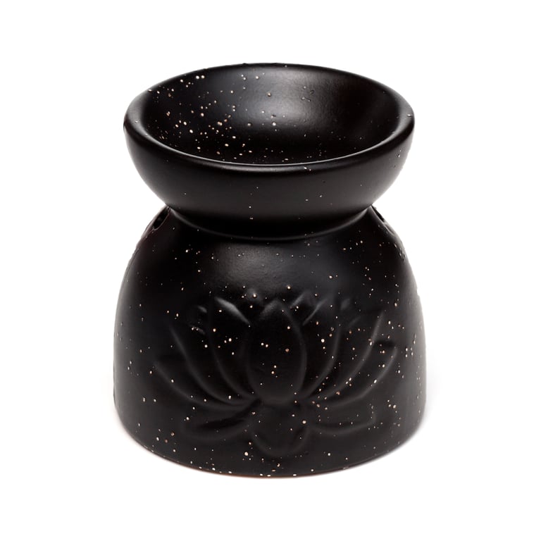 Ceramic Lotus Oil Burner - Eden Stone Effect Embossed Design for Home Fragrance Heater