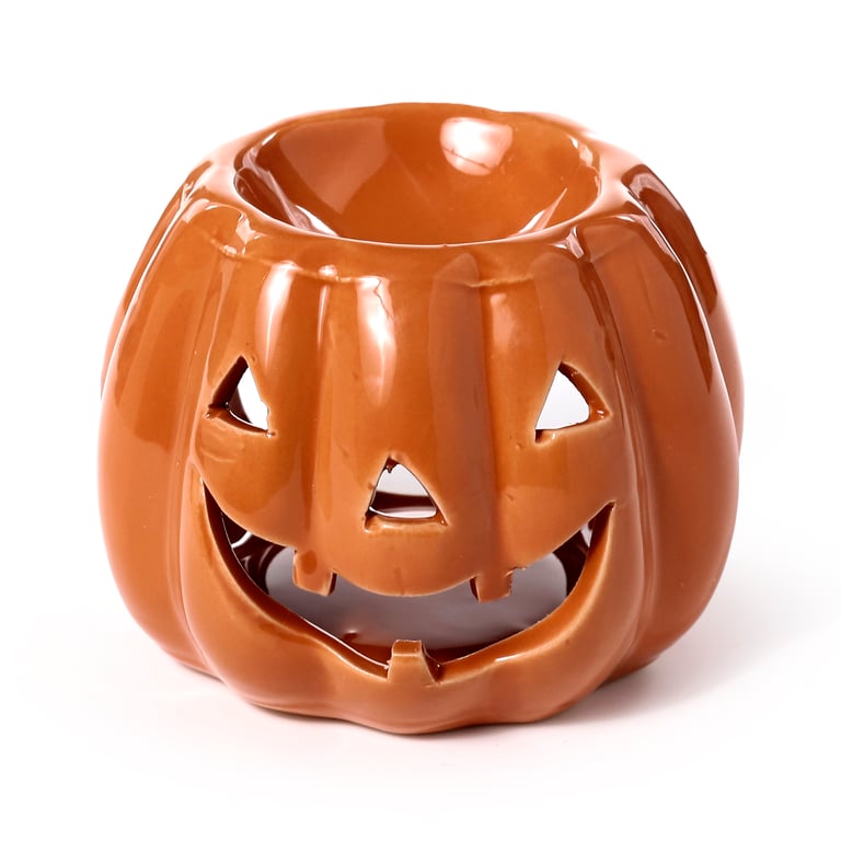 Ceramic Pumpkin Shaped Oil Burner - Middle Temperature Porcelain Design, Tea Light Compatible
