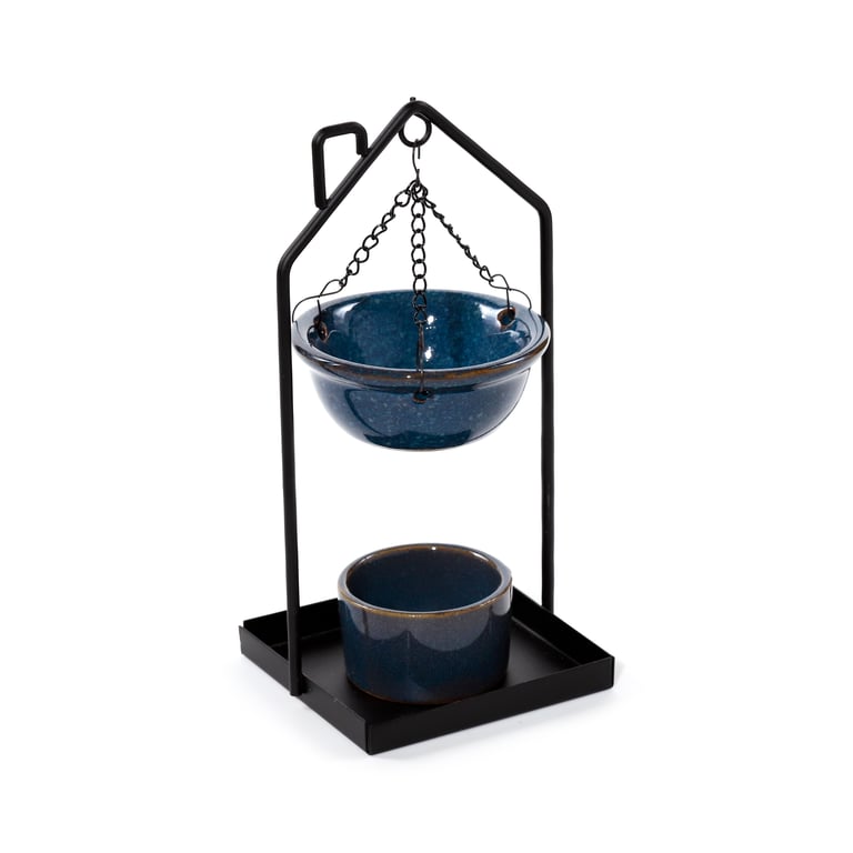 Hanging Porcelain Oil Burner with Iron Base - Middle Temperature Dish Porcelain Home Fragrance Burner