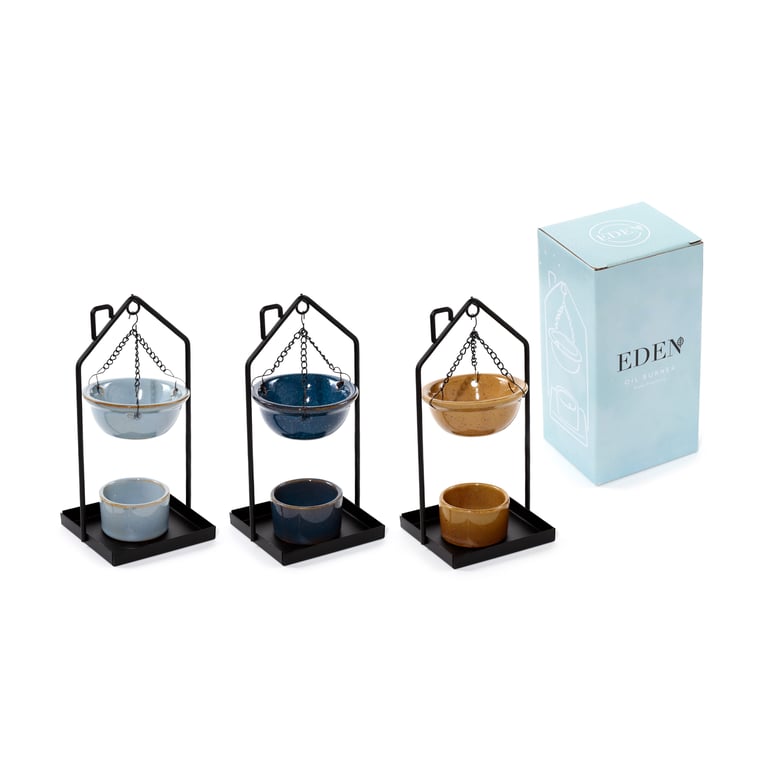 Hanging Porcelain Oil Burner with Iron Base - Middle Temperature Dish Porcelain Home Fragrance Burner