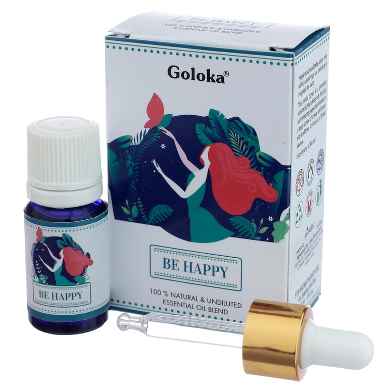 Goloka Blends 100 Pure Natural Vegan & Cruelty Free Essential Oil - Be Happy, 10ml