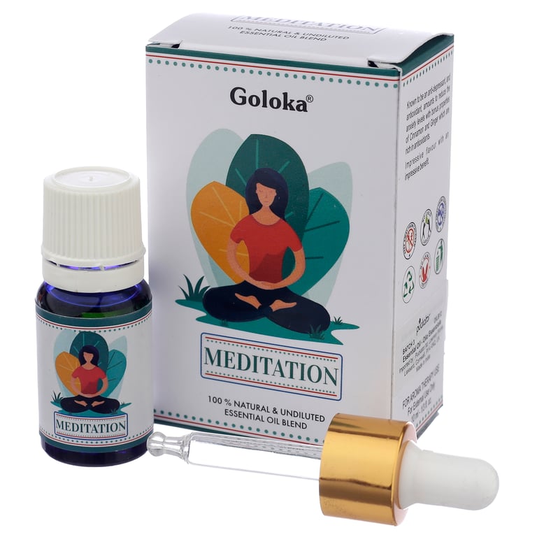 Goloka Blends 100 Pure Natural Essential Oil - Meditation, Cruelty Free & Vegan, 10ml