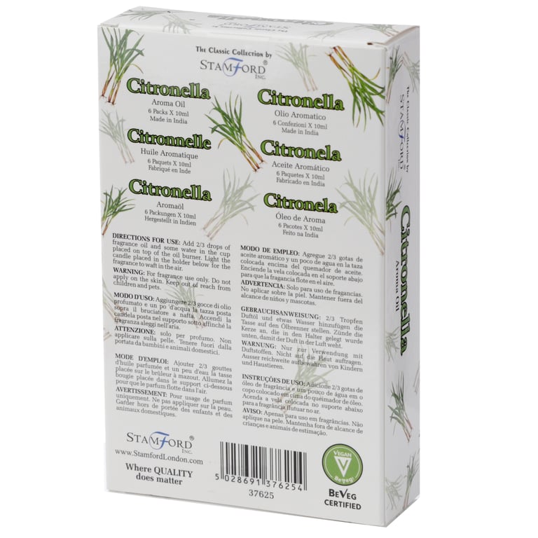 Stamford Citronella Aroma Oil - 10ml Cruelty-Free Vegan Fragrance Oil for Home Use