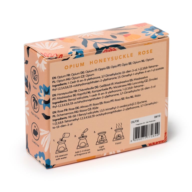 Vegan Fragrance Oil Set - Rose, Honeysuckle & Opium Scented Oils for Reed Diffusers and Burners