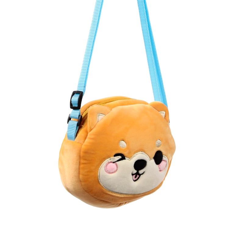 Adoramals Shuggs the Shiba Inu Plush Crossbody Bag - Adjustable Polyester Pet Accessory