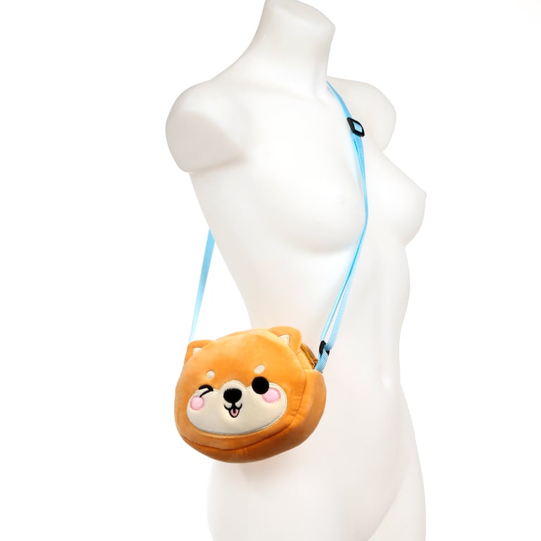 Adoramals Shuggs the Shiba Inu Plush Crossbody Bag - Adjustable Polyester Pet Accessory