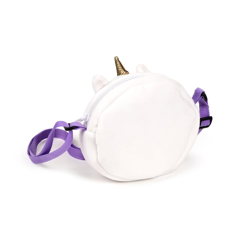 Plush Crossbody Bag - Adoracorns Astra Unicorn Polyester Zip Bag with Adjustable Strap
