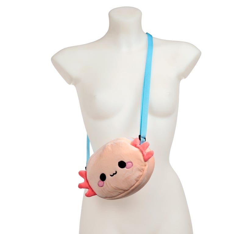Adoramals Maddie the Axolotl Plush Crossbody Bag - Adjustable Polyester Shoulder Bag