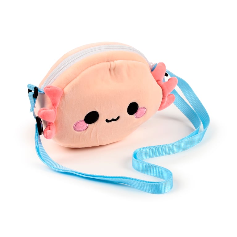 Adoramals Maddie the Axolotl Plush Crossbody Bag - Adjustable Polyester Shoulder Bag