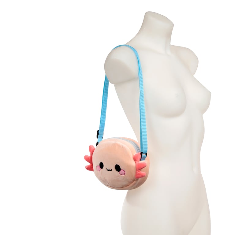 Adoramals Maddie the Axolotl Plush Crossbody Bag - Adjustable Polyester Shoulder Bag