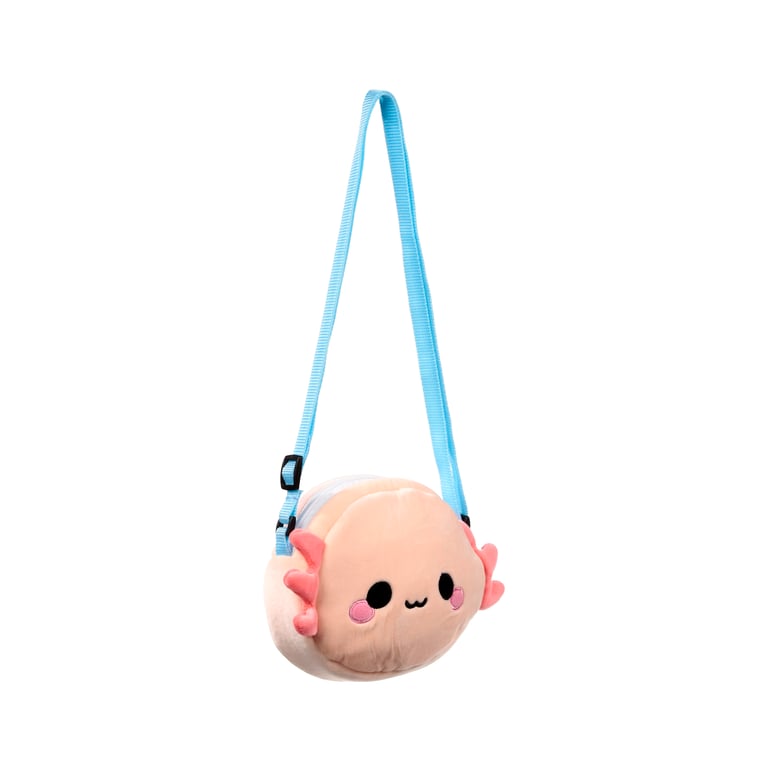 Adoramals Maddie the Axolotl Plush Crossbody Bag - Adjustable Polyester Shoulder Bag