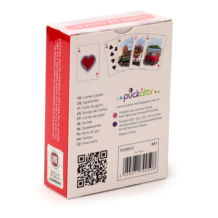 Licensed Fiat 500 Playing Cards - 52 Card Deck with Jokers