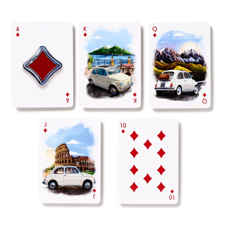 Licensed Fiat 500 Playing Cards - 52 Card Deck with Jokers