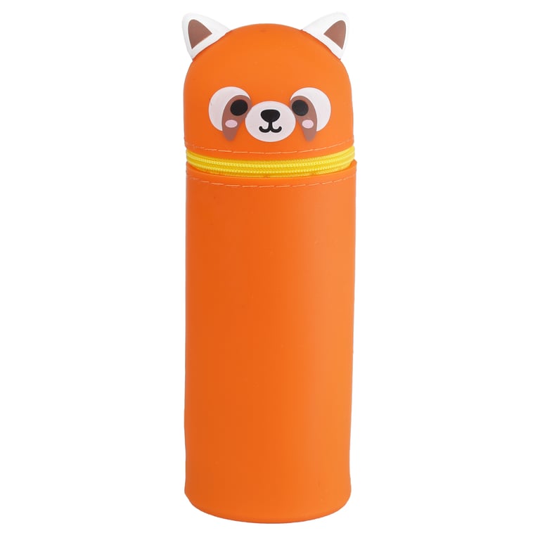 Silicone Upright Pencil Case by Adoramals - Red Panda Design with Zinc Alloy Closure
