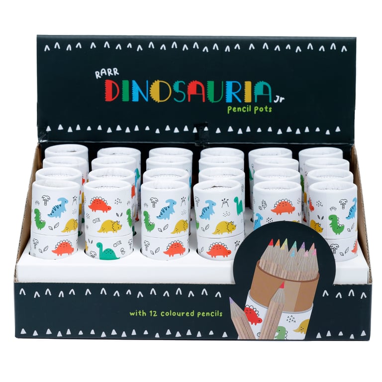 Wooden Colouring Pencils Dinosauria Set - 12 Piece Assorted Colours