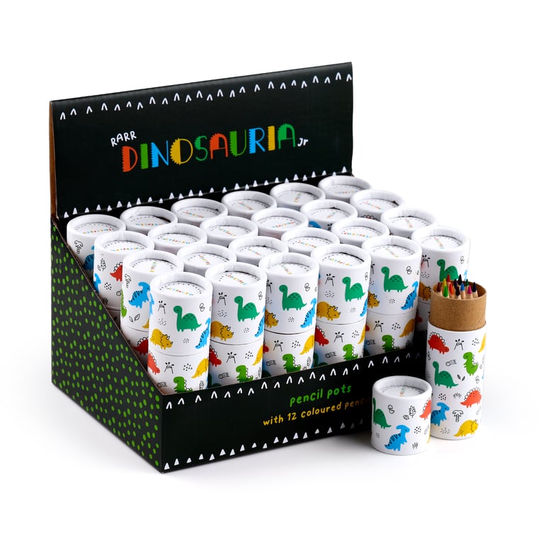 Wooden Colouring Pencils Dinosauria Set - 12 Piece Assorted Colours