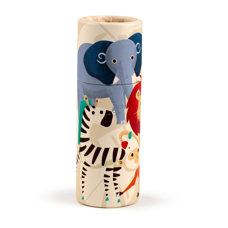 Zooniverse 2022 Wooden Colouring Pencil Tube - 12 Assorted Coloured Pencils in Poplar Wood Card Tube