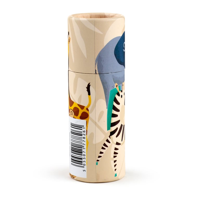 Zooniverse 2022 Wooden Colouring Pencil Tube - 12 Assorted Coloured Pencils in Poplar Wood Card Tube
