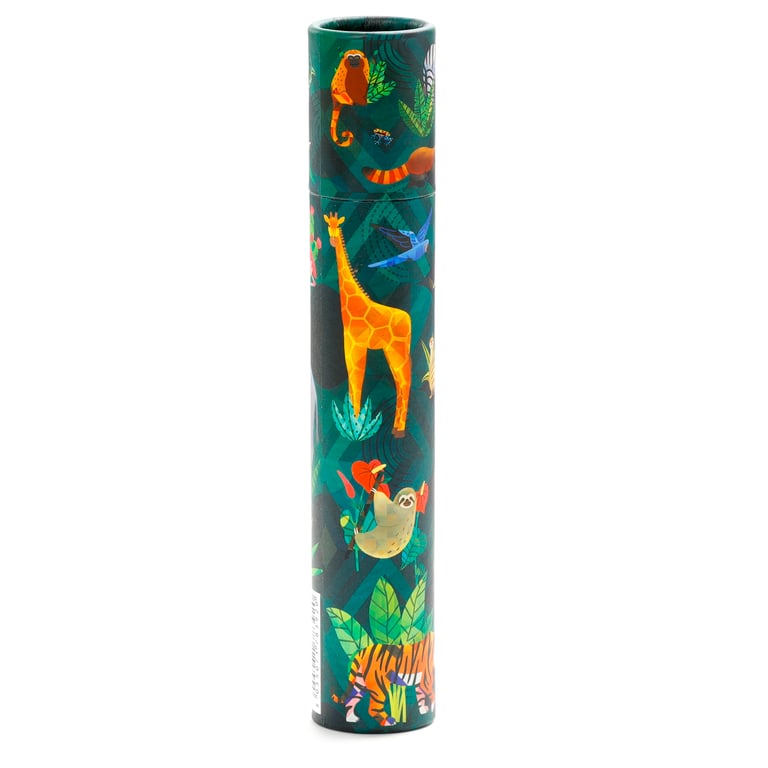 Large Colouring Pencil Tube - Animal Kingdom Set of 12 Assorted Wooden Colours in Poplar Wood Card Storage