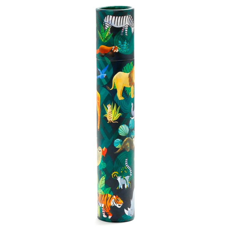 Large Colouring Pencil Tube - Animal Kingdom Set of 12 Assorted Wooden Colours in Poplar Wood Card Storage