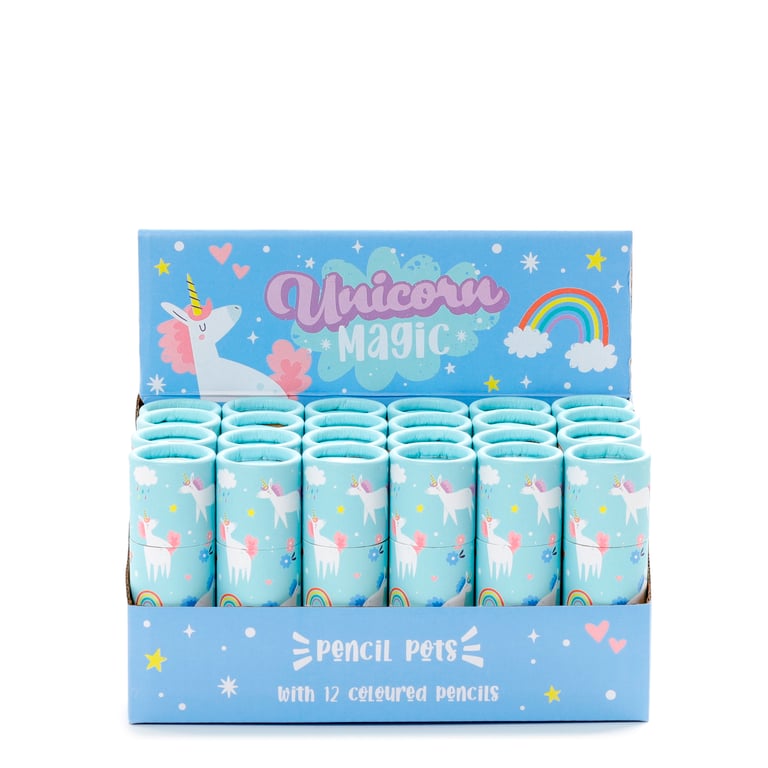Unicorn Magic 12-Piece Wooden Colouring Pencils Set - Poplar Wood & Card Assorted Colours