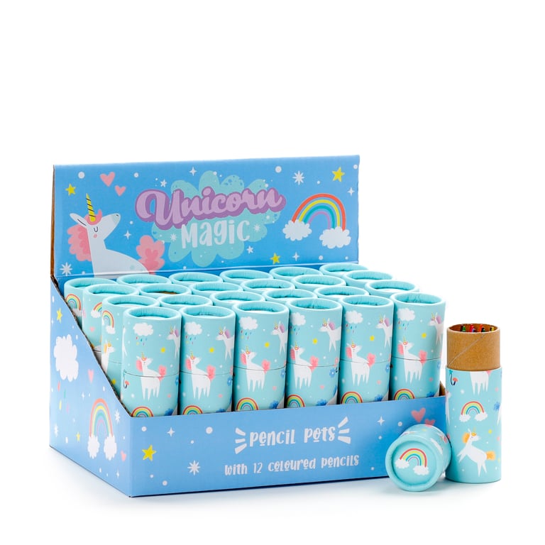 Unicorn Magic 12-Piece Wooden Colouring Pencils Set - Poplar Wood & Card Assorted Colours