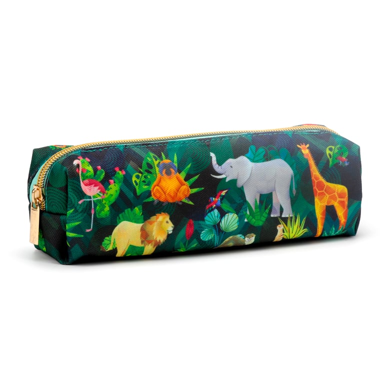 Canvas Animal Kingdom Pencil Case - Eco-Friendly Travel Accessory