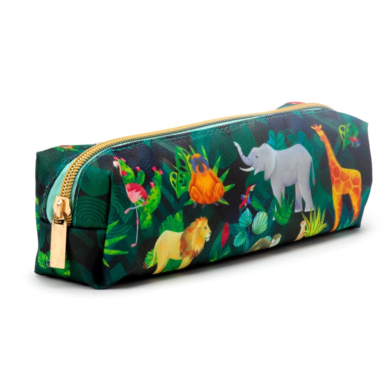 Canvas Animal Kingdom Pencil Case - Eco-Friendly Travel Accessory