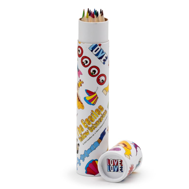 Beatles Yellow Submarine 12-Piece Large Coloured Pencil Set, Assorted Poplar Wood