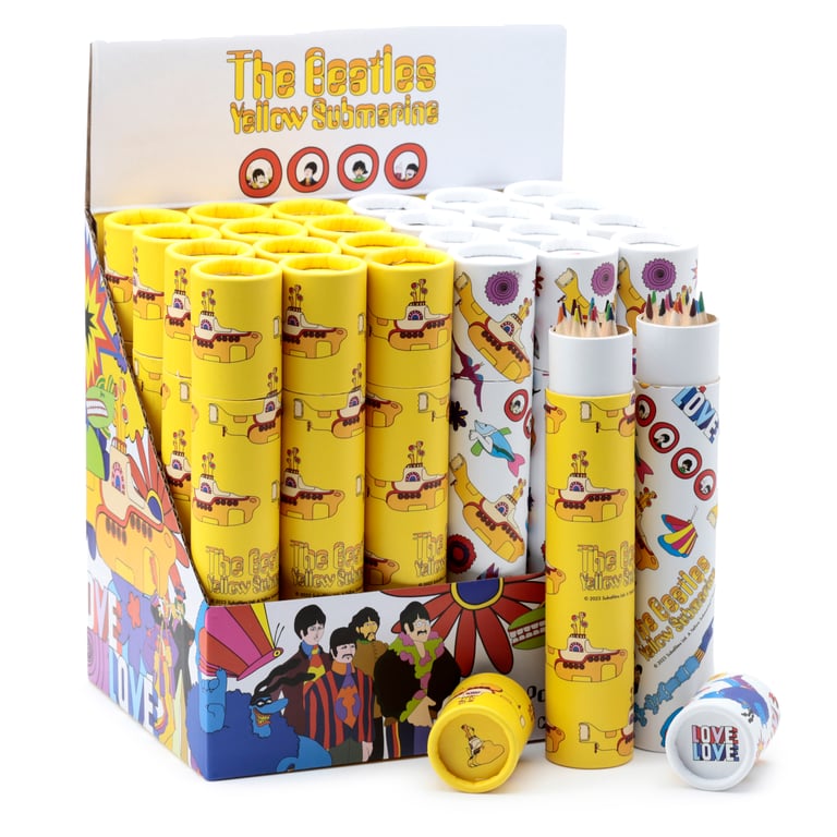 Beatles Yellow Submarine 12-Piece Large Coloured Pencil Set, Assorted Poplar Wood