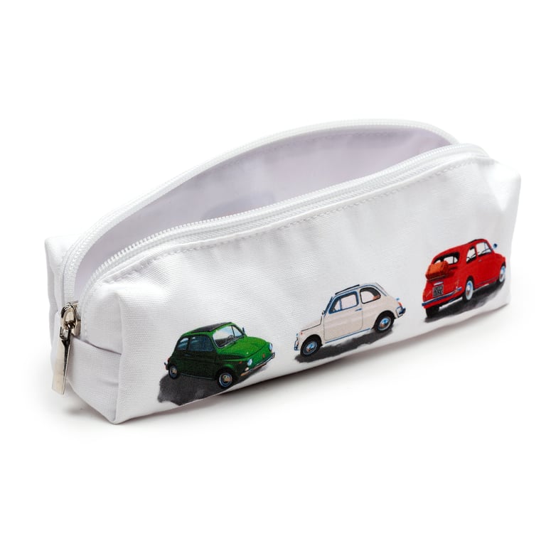 Fiat 500 Licensed Canvas Pencil Case - Travel and Fashionable Accessory