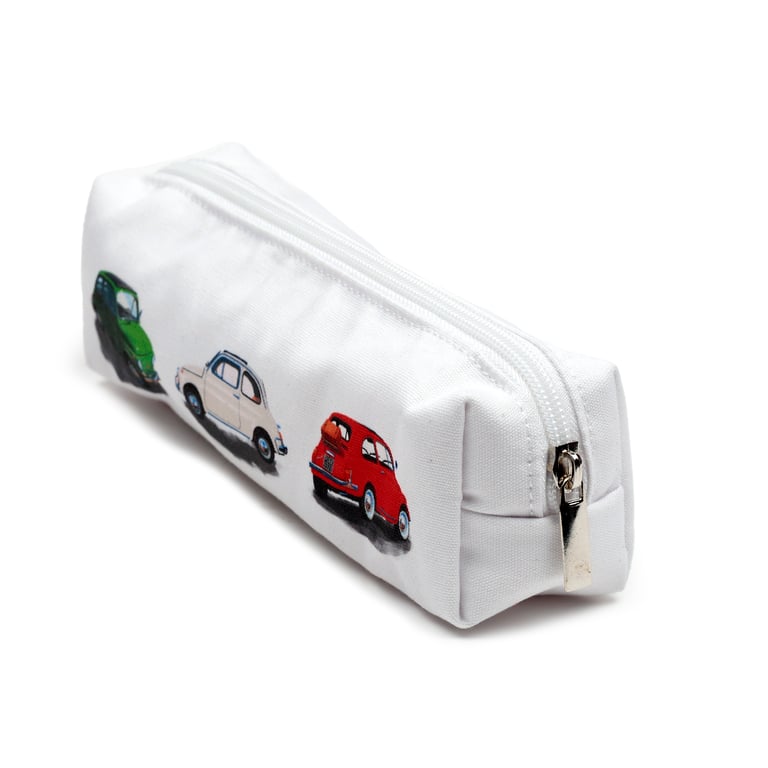 Fiat 500 Licensed Canvas Pencil Case - Travel and Fashionable Accessory