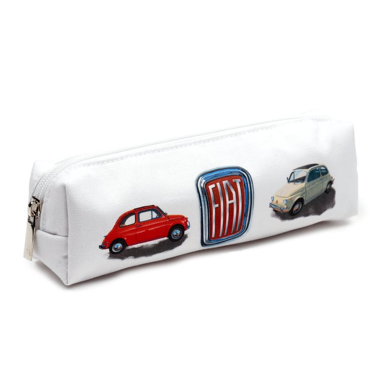 Fiat 500 Licensed Canvas Pencil Case - Travel and Fashionable Accessory