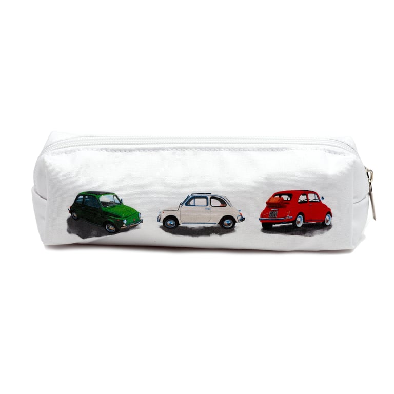Fiat 500 Licensed Canvas Pencil Case - Travel and Fashionable Accessory