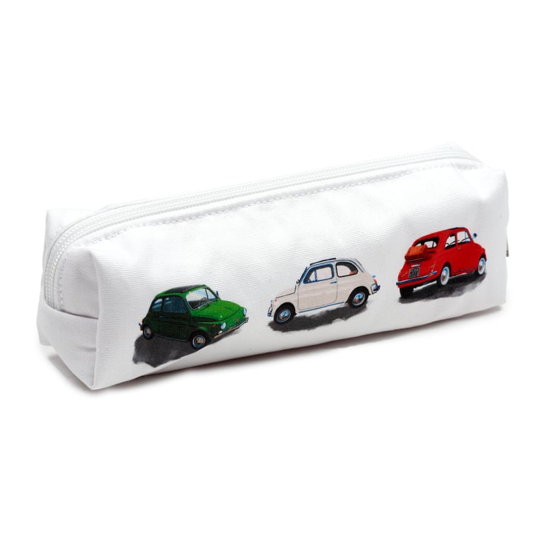 Fiat 500 Licensed Canvas Pencil Case - Travel and Fashionable Accessory