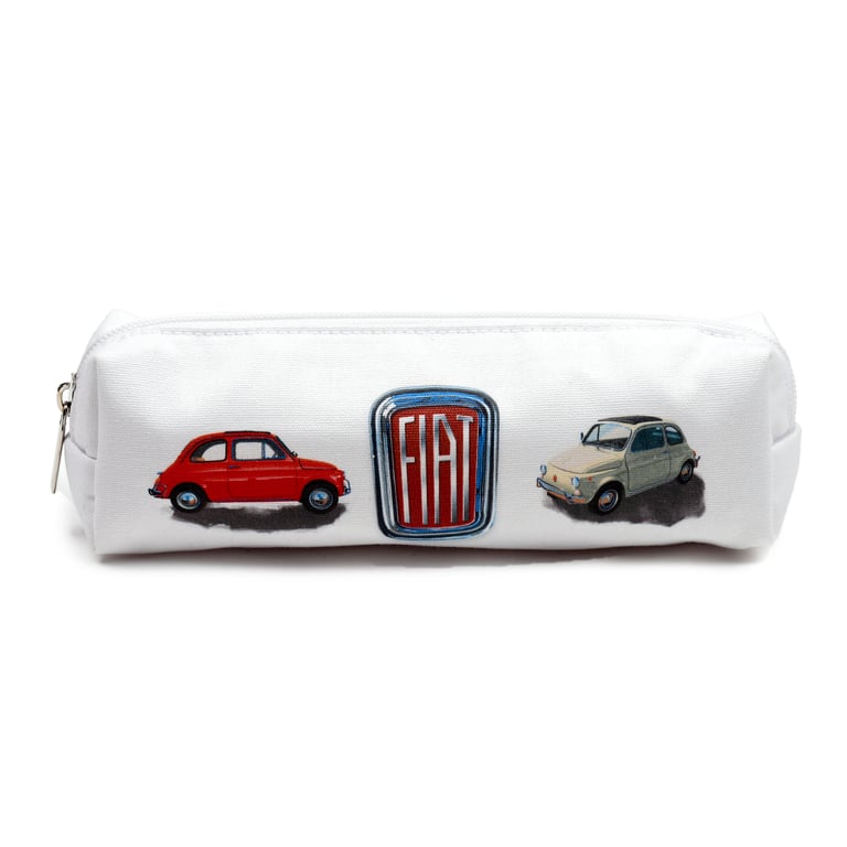 Fiat 500 Licensed Canvas Pencil Case - Travel and Fashionable Accessory